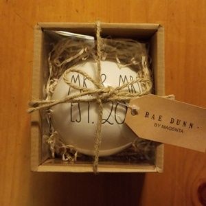 Rae Dunn "MR & MRS EST. 2018" Ceramic Ornament